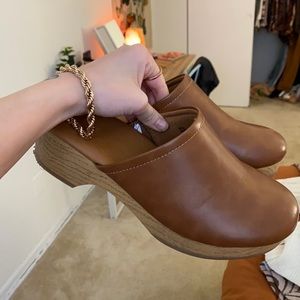 Brown Leather Clogs